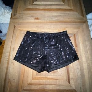 Black sequin booty shorts